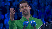 Novak Djokovic during his speech. 