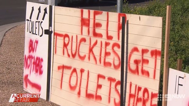 Truckies battle for toilet pitstop