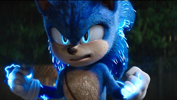 Sonic (Ben Schwartz) in Sonic The Hedgehog 2 from Paramount Pictures and Sega.
