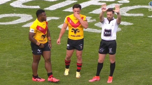 Sylvester Namo was sent to the sin bin for a high shot on Rua Ngatikaura.