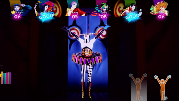 9PR: In-game footage of Just Dance 2024 in the clown dance of A QUEDA by Gloria Groove