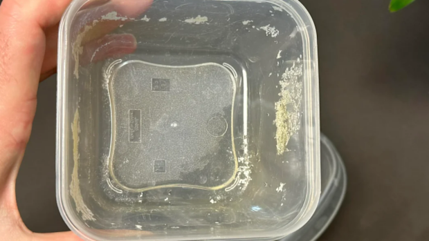 White marks on reusable plastic containers after eating