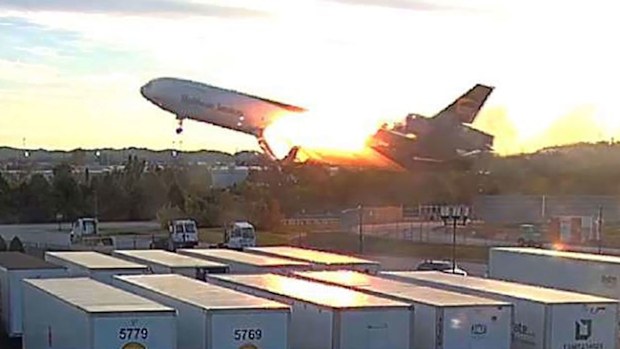 The fire in the area of the left pylon attachment to the wing continued as the airplane cleared the blast fence.
