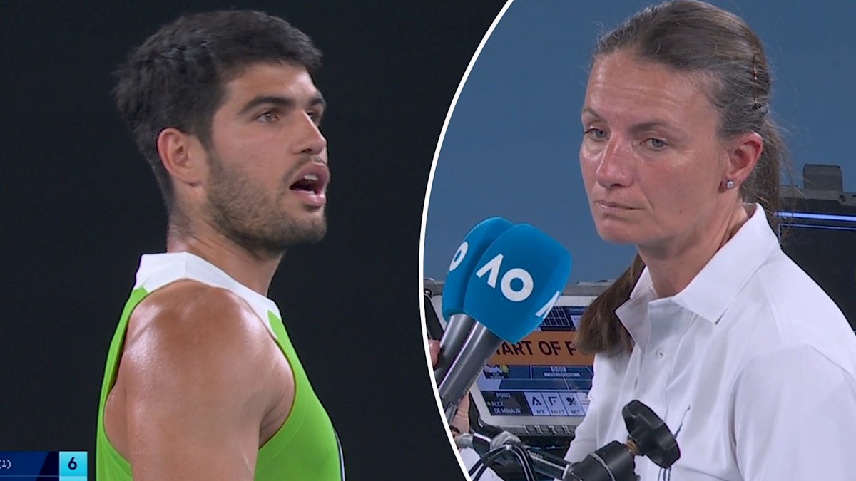 Australian Open Tennis 2026 | Sportiviteit van Carlos Alcaraz, tijdovertreding van Alex de Minaur, video van de hoofdscheidsrechter