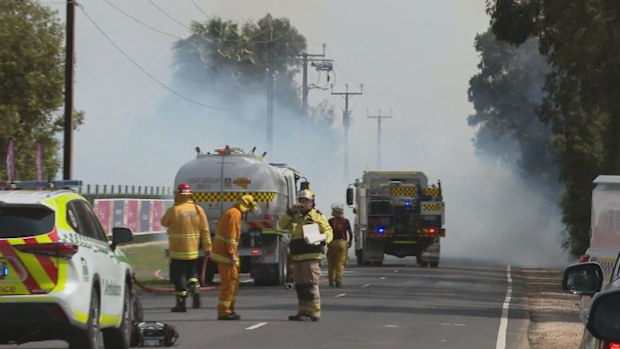 Emergency services were called to Womma Road at Penfield at 2.30pm in response to reports that a grass fire had allegedly been sparked by an angle grinder and had started to burn out of control burning in a southerly direction.