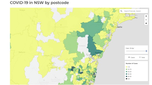 Heat maps are being rolled out across New South Wales showing clusters of coronavirus cases, aiming to inform residents about infection rates in their communities.
