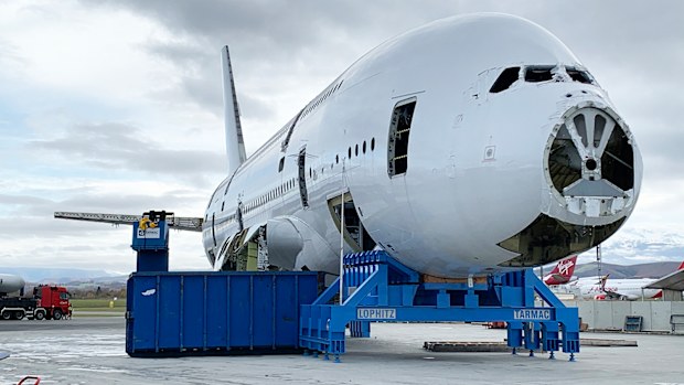 This Singapore Airlines craft, registration 97-SKA, was the first A380 to enter scheduled service and the first to be dismantled.