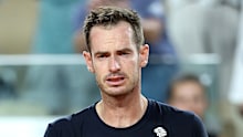 An emotional Andy Murray after his final game of professional tennis at Paris 2024.