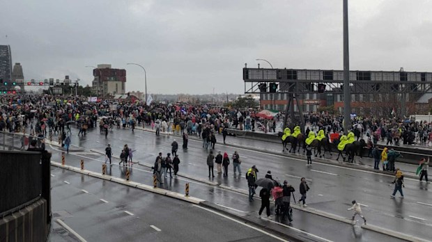 Protesters are being turned back from the Sydney Harbour Bridge as thousands tried to join.