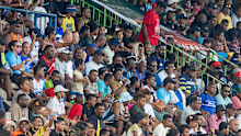 Fans pack the stands at the Coral Coast Sevens.