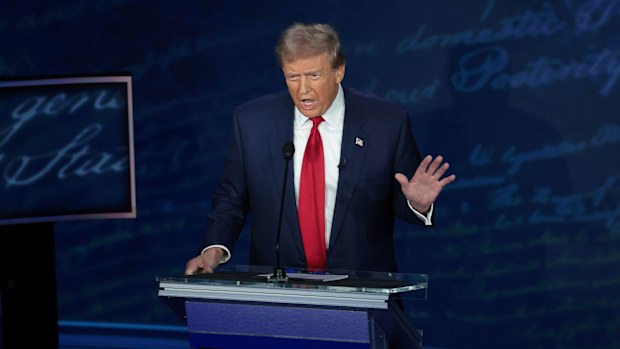 Former US President Donald Trump at The National Constitution Centre on September 10 in Philadelphia