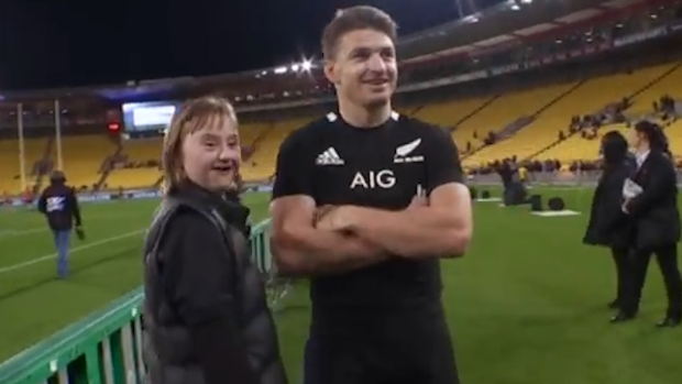 Beauden Barrett with younger sister Zara.