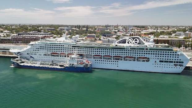 It was the end of an era for P&O's Pacific Explorer, as the flagship vessel sailed out of Australia for the very last time.