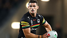Nathan Cleary in action for the Penrith Panthers against the Melbourne Storm in round five of the 2026 NRL season.