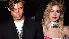 Brad Pitt & Christina Applegate during 1989 MTV Video Music Awards in Los Angeles, California, United States. (Photo by Jeff Kravitz/FilmMagic, Inc)
