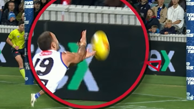 Griffin Logue clearly touches the ball, though the ARC doesn't see it.