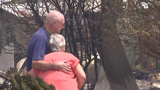 Retirees Ray and Loretta Rice have lived in Harcourt for 19 years and had their forever home demolished by the fire.