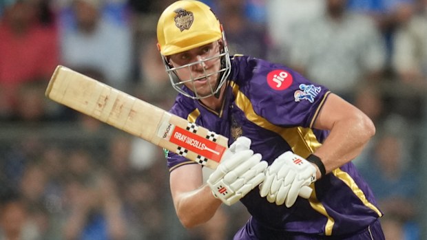 Kolkata Knight Riders' Cameron Green plays a shot during the Indian Premier League.