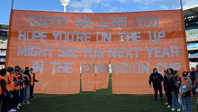 GWS' banner against Richmond in round 18.