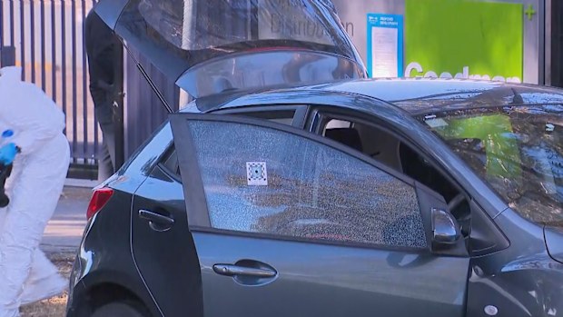 Police believe a shooting in Sydney - in which three people were attacked while sitting in two cars - was targeted, but not gang-related.A police manhunt is still underway for the gunman, who opened fire on two men and a woman on Mayvic Street in Greenacre, shortly after 2.15am on Sunday.
