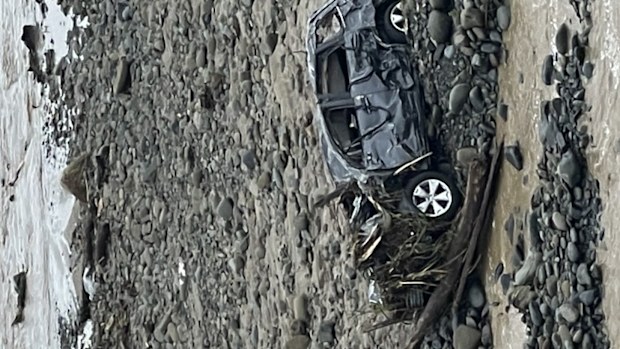 Charlotte believes she sighted her car on the beach, destroyed and covered in debris, while evacuating to Lorne last night.