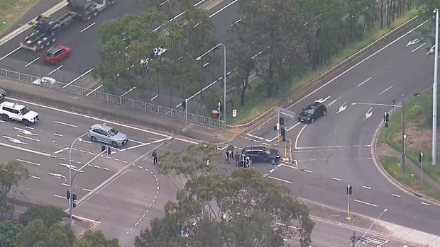 A high-view shot of the police operation in Sydney's south-west.