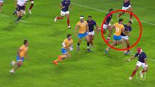 The moment Uruguay's Tomas Inciarte impeded Antoine Hastoy that starved Felipe Etcheverry of a try.