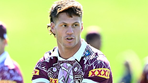 Kalyn Ponga in action during a Queensland Maroons Men's State of Origin training