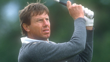 POTOMAC, MD - JUNE 07:  British golfer Peter Oosterhuis tees off during the day two of the Kemper Open at TPC Avenal on June 07, 1988 in Potomac, Maryland.  (Photo by Mitchell Layton/Getty Images)