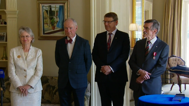 Malcolm Benoy and James Currie finally received their awards for Senior South Australian of the Year.