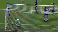 Sam Kerr was denied a goal despite the ball crossing the line.