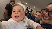A south-western Sydney family has been reunited with the emergency workers who helped safely deliver their baby girl in their home gym.