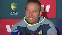 Usman Khawaja at his retirement press conference.