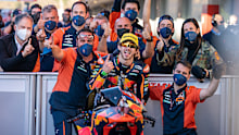 Remy Gardner and his team celebrate after the win in Algarve.
