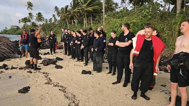 Samoa Fire and Emergency Services Authority shared photos of the Royal New Zealand Navy sailors online after their ship sank.