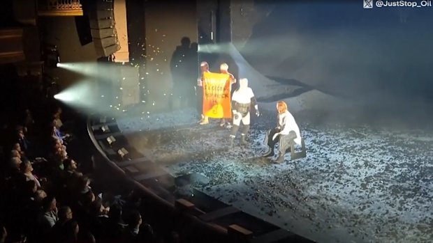 Just Stop Oil protests interrupting Sigourney Weaver's performance in London's West End.