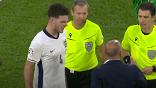 Declan Rice confronted by Slovakian manager.
