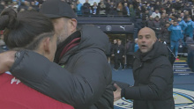 Liverpool manager Jurgen Klopp separates Darwin Nunez from Manchester City manager Pep Guardiola.