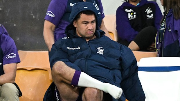Jahrome Hughes watched on from the sidelines after suffering a forearm fracture. 