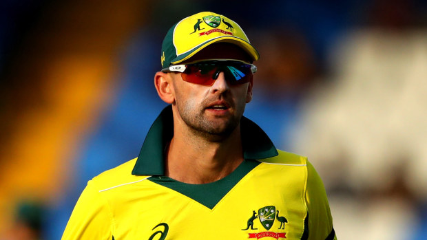 Nathan Lyon pictured in a one-day international in 2019.