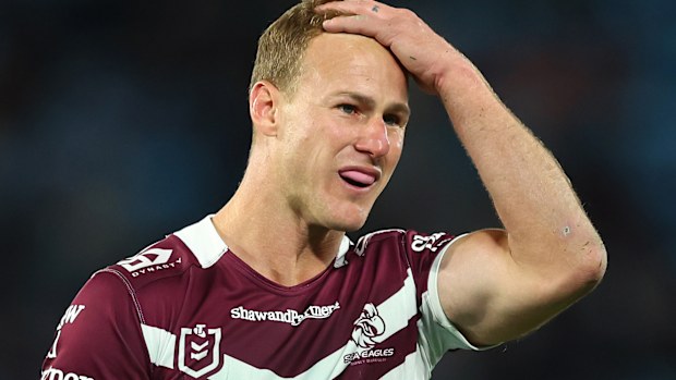 Daly Cherry-Evans of the Sea Eagles looks on during the round 15 NRL match between Gold Coast Titans and Manly Sea Eagles at Cbus Super Stadium, on June 13, 2025, in Gold Coast, Australia. (Photo by Chris Hyde/Getty Images)
