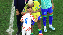Neymar is consoled by the son of Ivan Perisic.