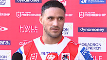 Valentine Holmes speaks to media.
