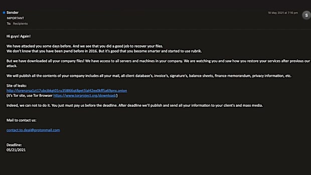 The email the foreign attackers sent to Langs follow the initial hack in May 2020, telling them they had all their data.
