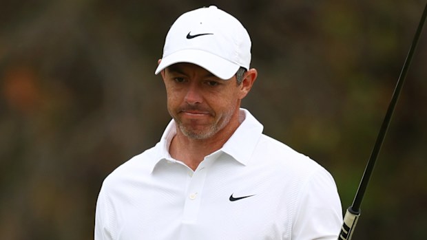 Rory McIlroyin action at Royal Melbourne.