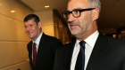 James Packer and Rob Rankin arrive at Crown Resorts annual general meeting in Melbourne on Wednesday.