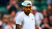 Nick Kyrgios during his win over Cristian Garin. 