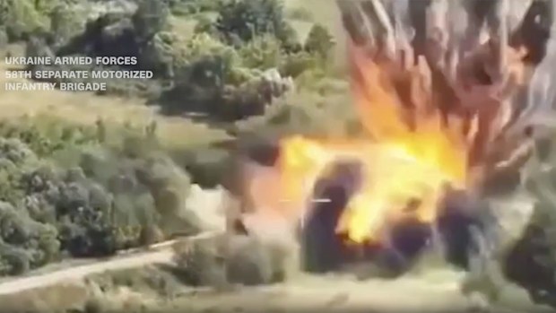 The Ukrainian military said the two bridges near the border with Ukraine's Kharkiv region were being used by the Russian military to resupply their troops.