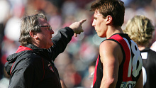 Essendon coach Kevin Sheedy and player Matthew Lloyd in 2005. 