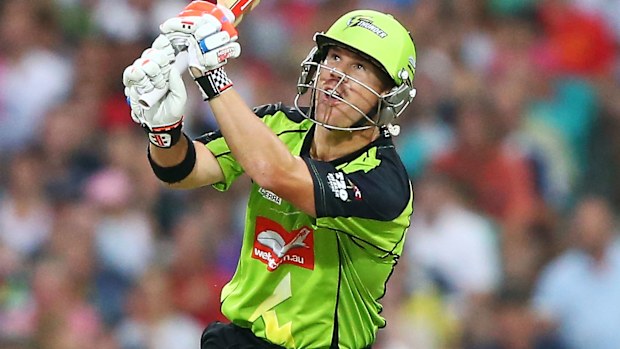 David Warner of the Sydney Thunder during the Big Bash League match between the Sydney Sixers and Sydney Thunder at SCG on December 21, 2013 in Sydney, Australia.